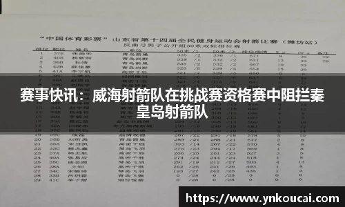 赛事快讯：威海射箭队在挑战赛资格赛中阻拦秦皇岛射箭队